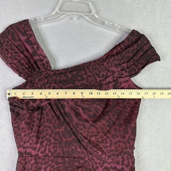 Tadashi Shoji Silk Dress Cocktail Party Wedding Festive Leopard Print Mob Wife - Picture 8 of 11